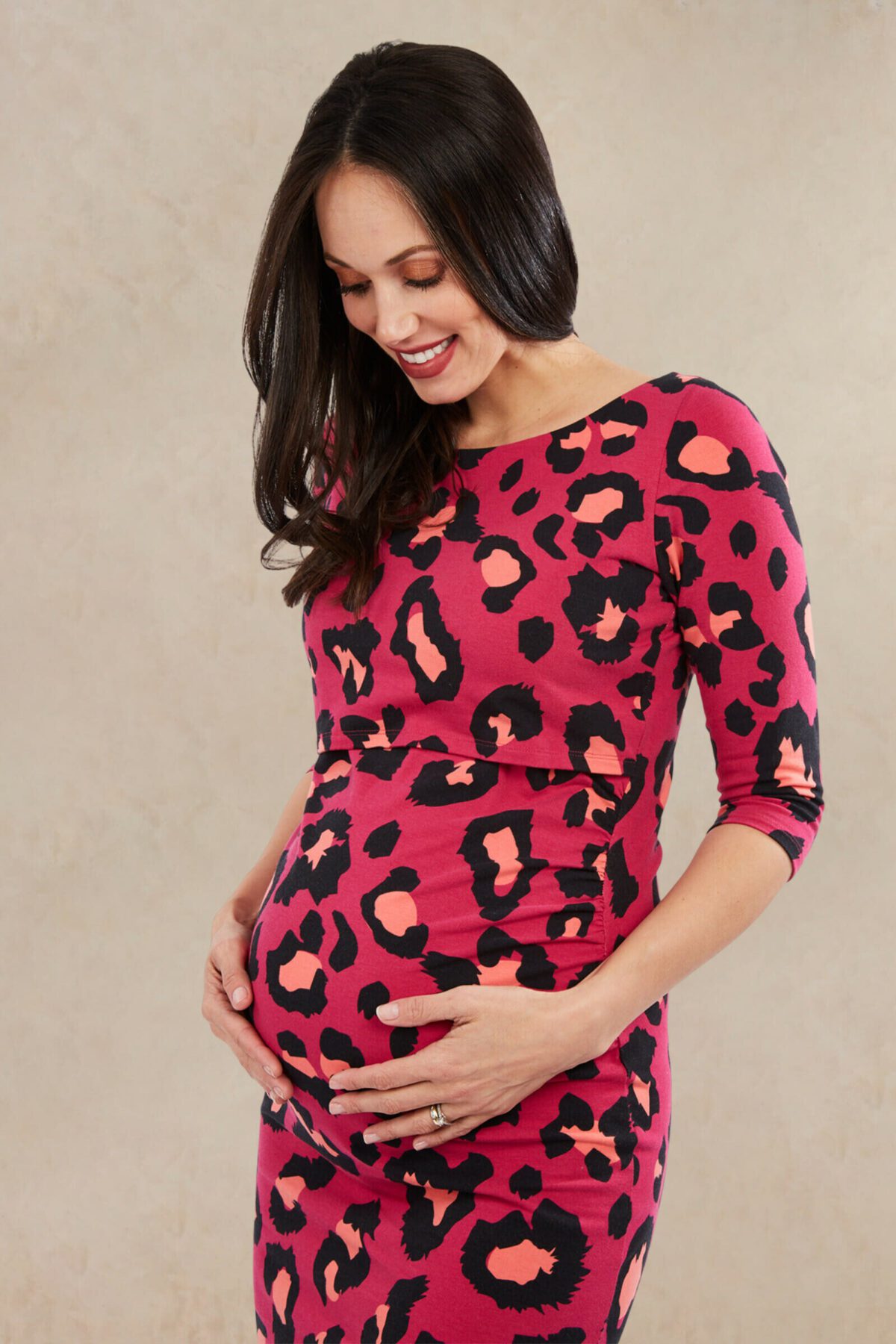 Audrey Leopard Print Maternity & Nursing Dress
