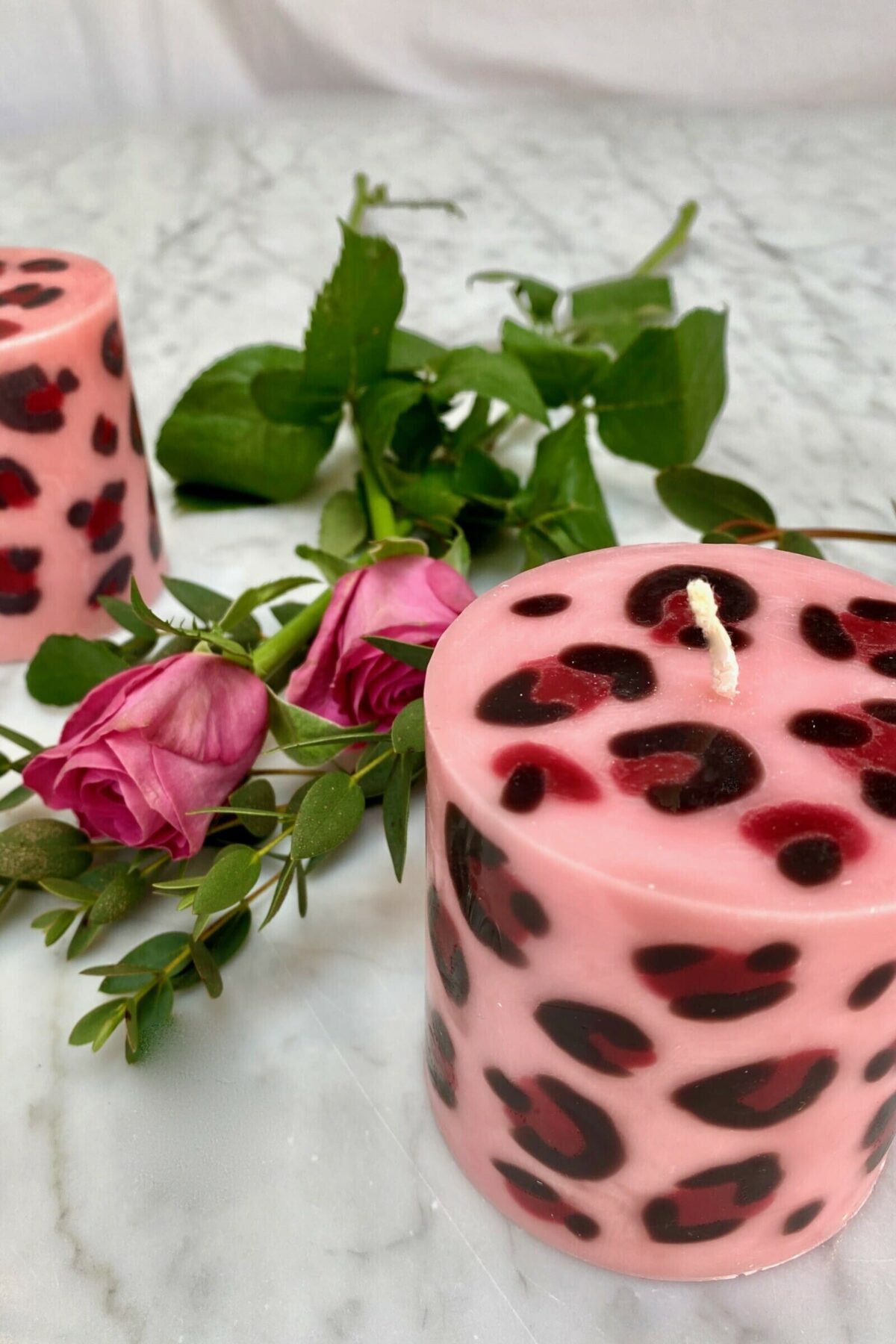 Pink Leopard Print Candle