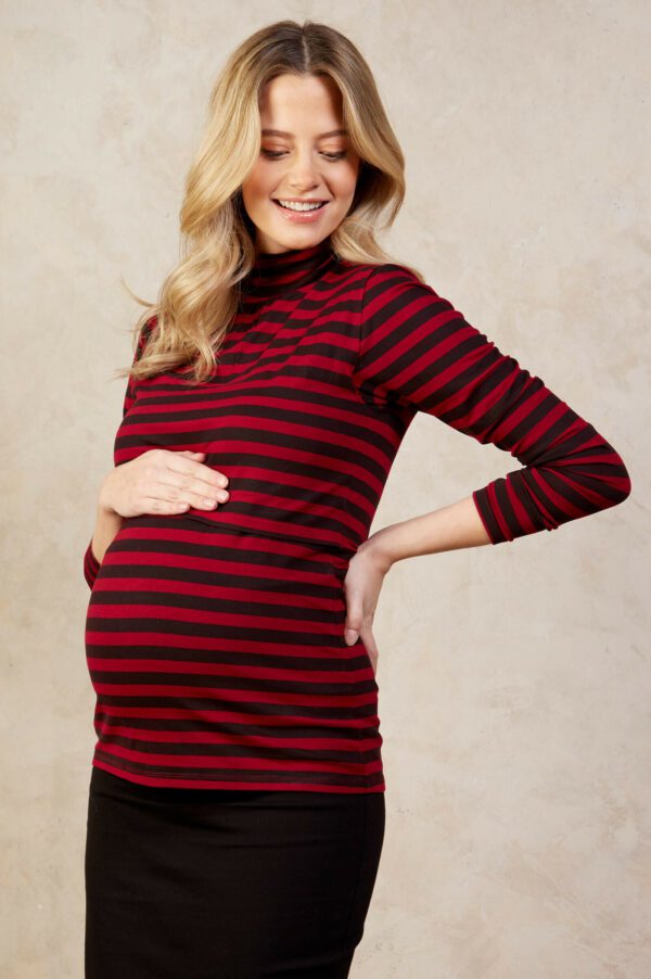 Nina Striped Maternity Roll Neck