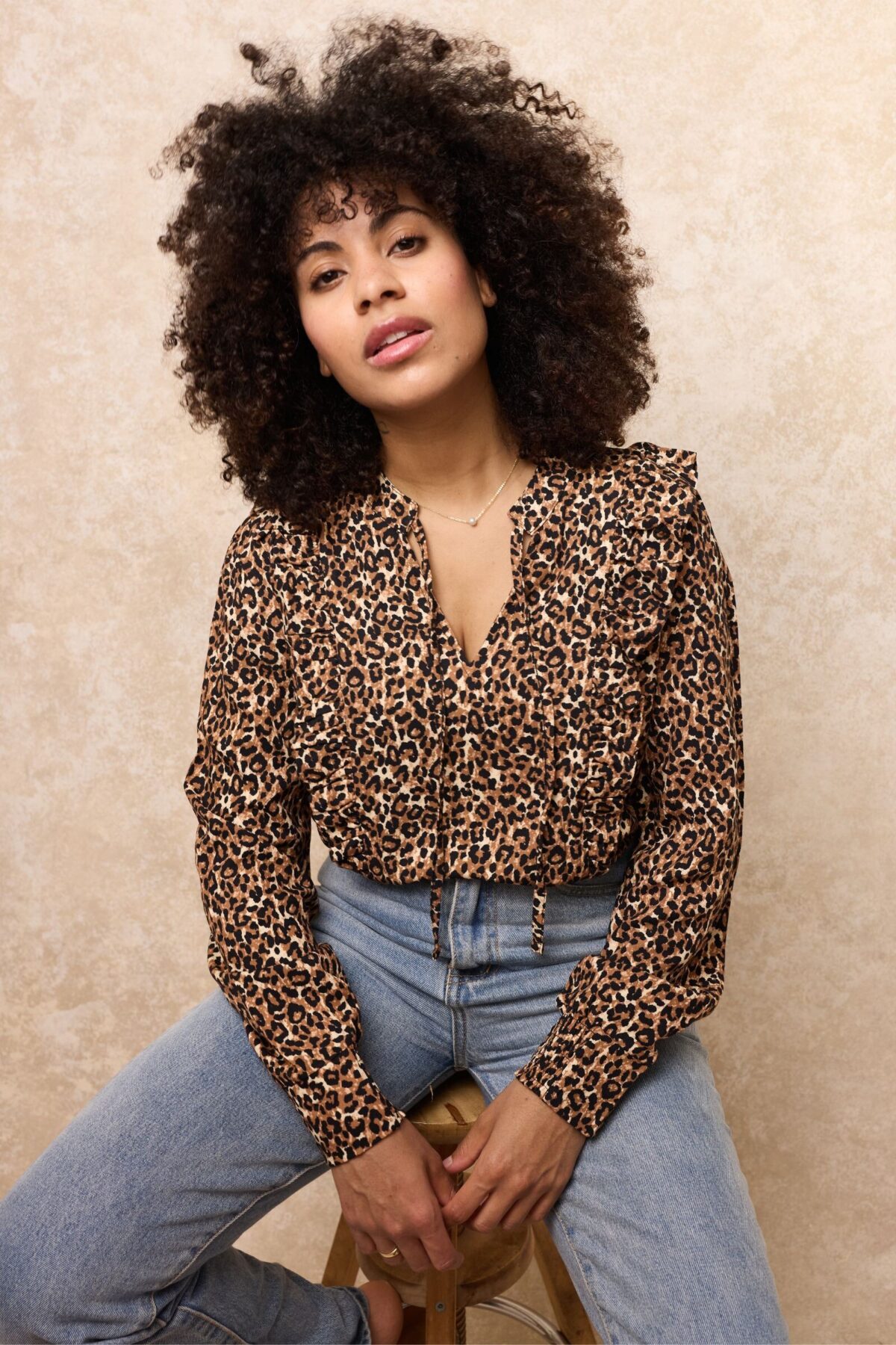 Amba Frill Shirt | Leopard Print
