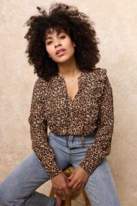 Amba Frill Shirt | Leopard Print