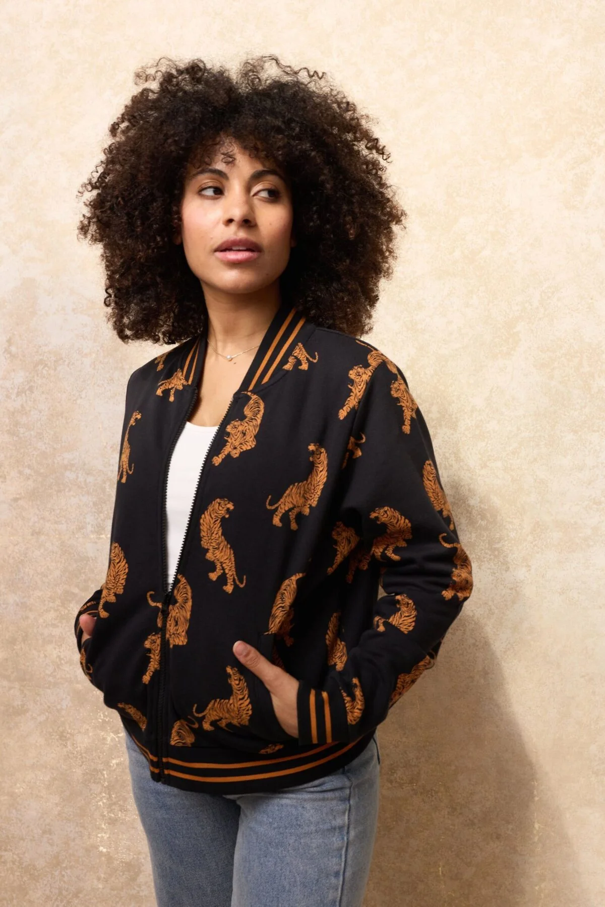 Tiger Print Bomber Jacket - Image 3
